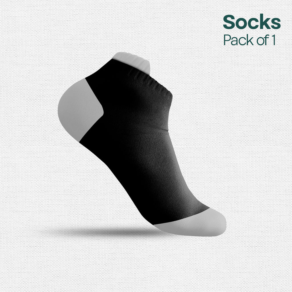 Everyday Black! Unisex Socks with Puller, Premium Combed Cotton, Ankle Length, Pack of 1