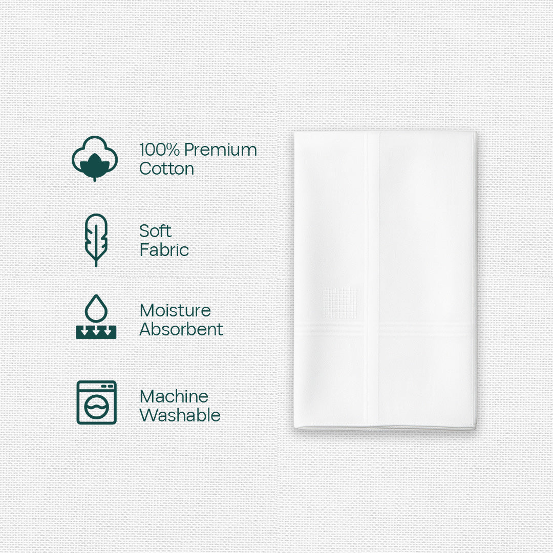 Formalistic! Premium 100% Cotton Handkerchiefs, Pack of 3