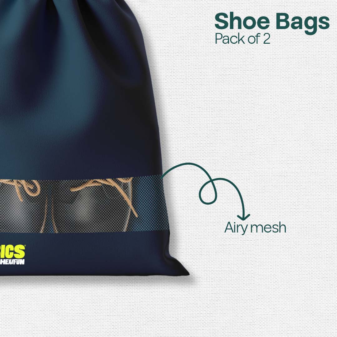 Badass Bold Unisex Shoe Bags, 100% Recycled Fabric, Pack of 2, Series 1