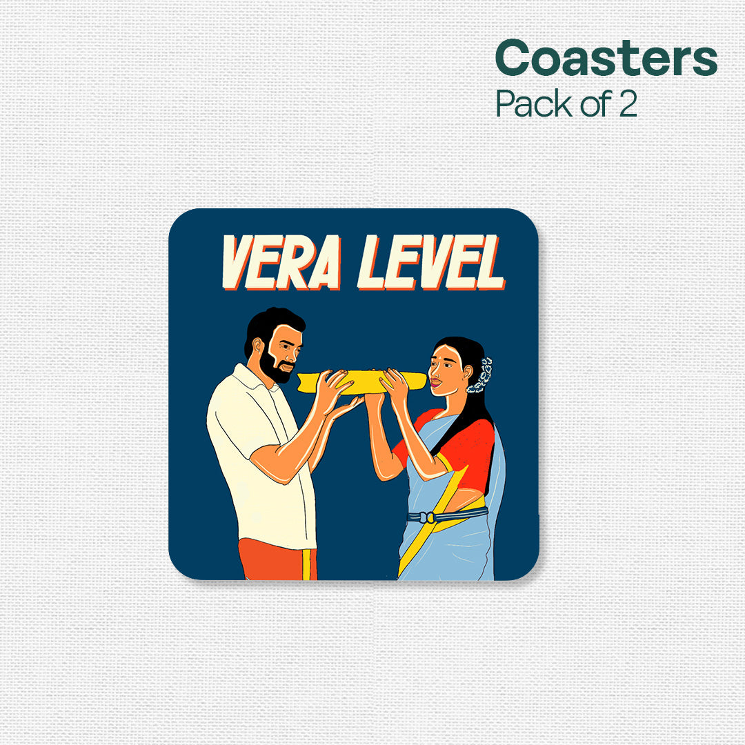 Chennai Theme Premium Wooden Tea Coaster, Pack of 2, Series 5