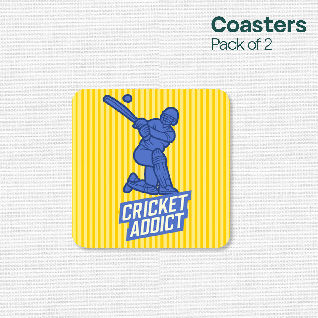 Cricket First! Wooden Tea Coaster, Pack of 2
