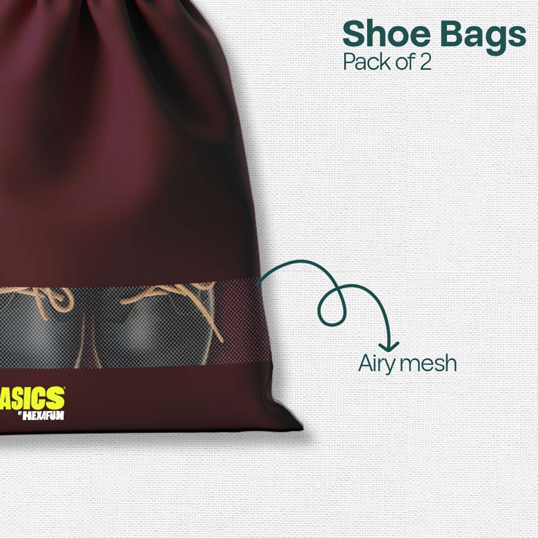 Badass Bold Unisex Shoe Bags, 100% Recycled Fabric, Pack of 2, Series 2