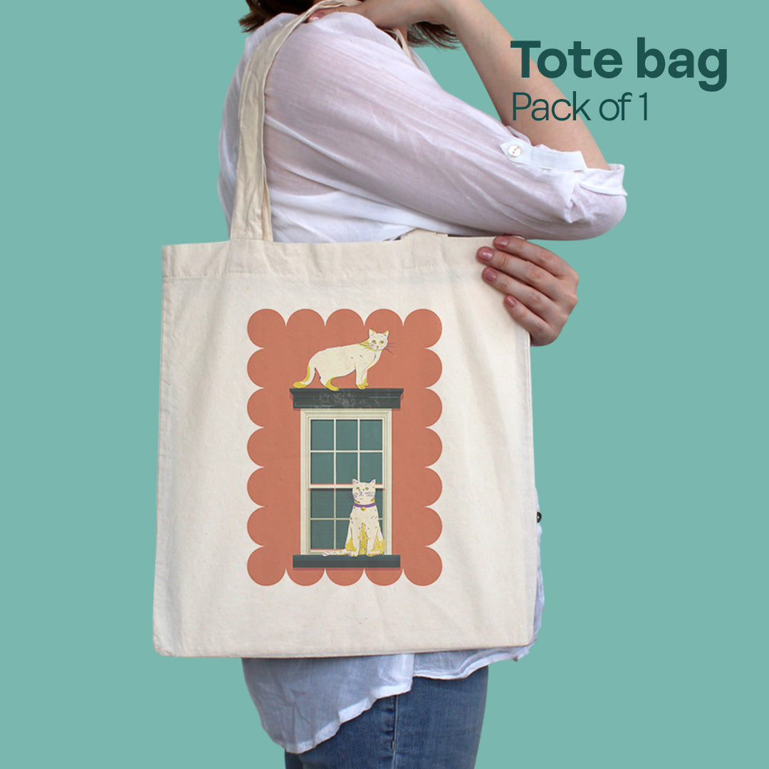 Clever Cat! Canvas Tote Bag, 100% Recycled Fabric, Pack of 1