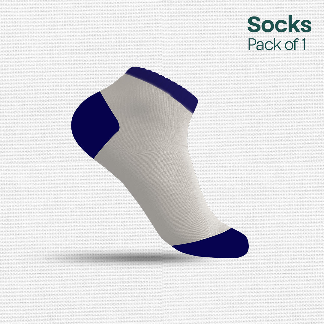 White Mix Match! Unisex Socks, Premium Combed Cotton, Ankle Length, Pack of 1