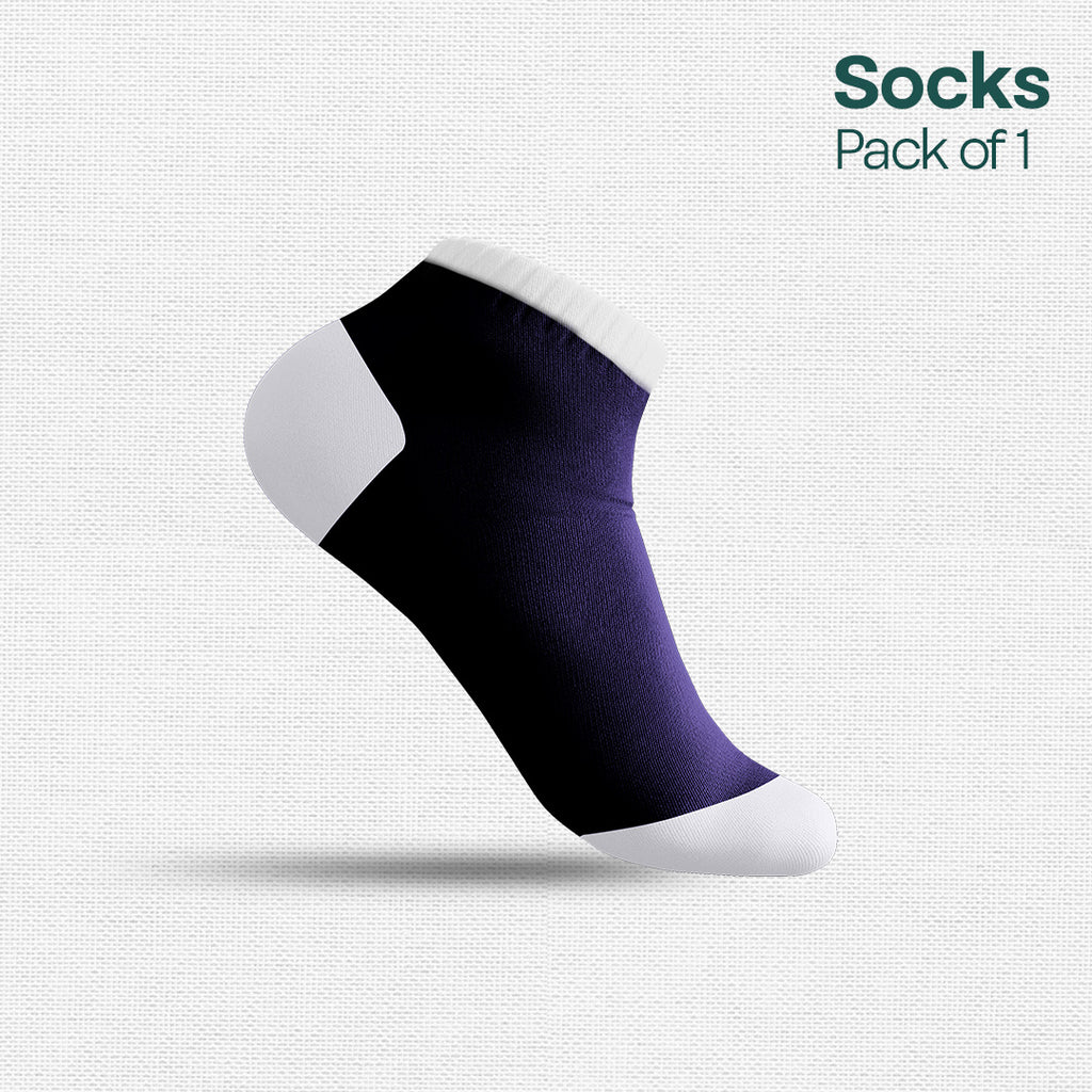 Navy Mix Match! Unisex Socks, Premium Combed Cotton, Ankle Length, Pack of 1
