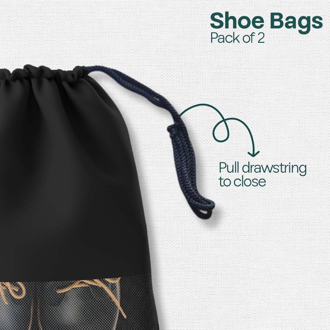 Badass Bold Unisex Shoe Bags, 100% Recycled Fabric, Pack of 2, Series 1