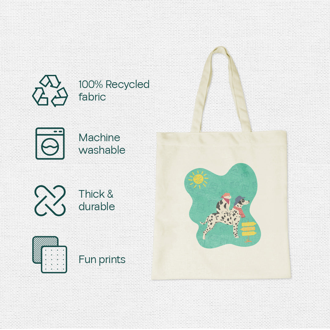 Dogs Day Out! Canvas Tote Bag, 100% Recycled Fabric, Pack of 1