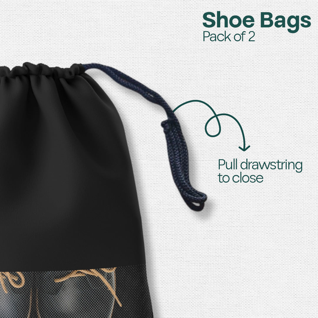 Badass Bold Unisex Shoe Bags, 100% Recycled Fabric, Pack of 2, Series 3