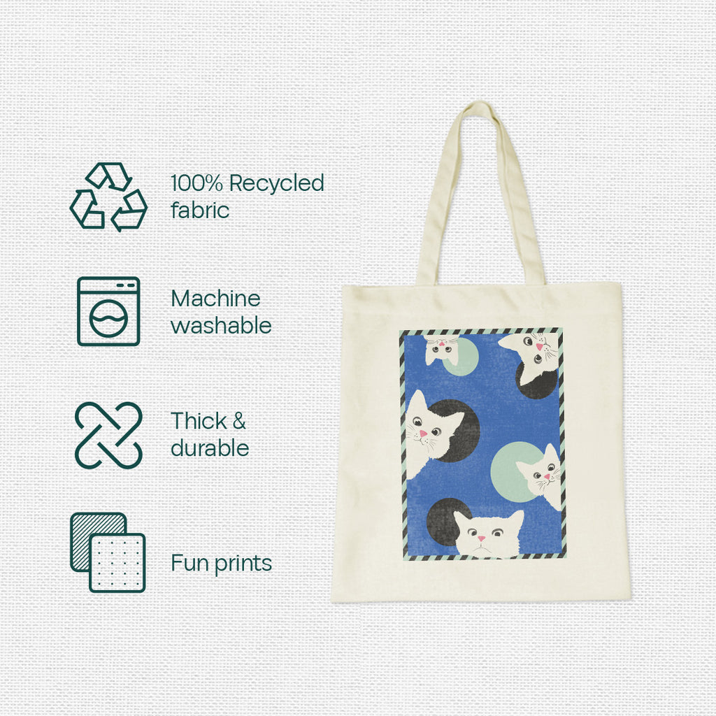 Cat-Mania! Canvas Tote Bag, 100% Recycled Fabric, Pack of 1