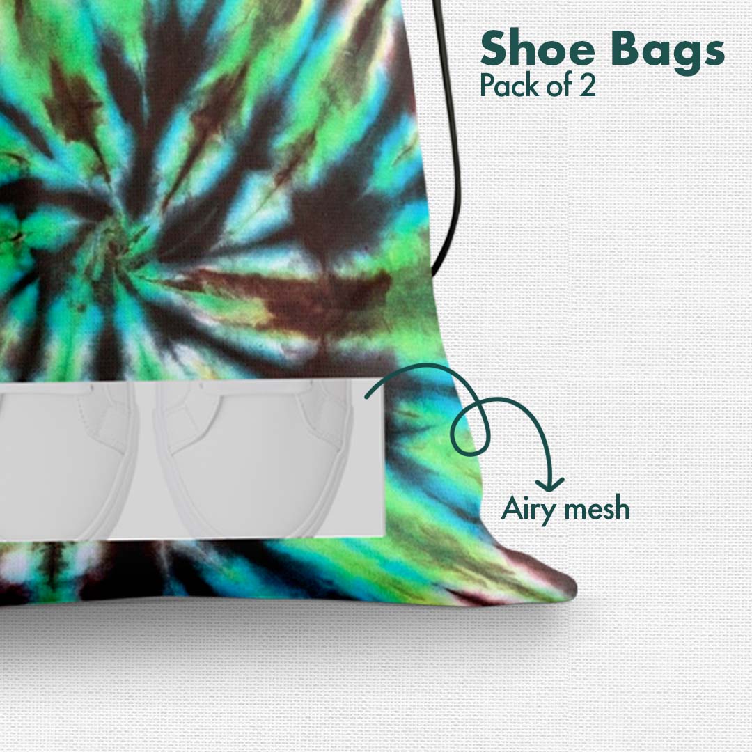 Tye Dye Unisex Shoe Bags, 100% Recycled Fabric, Pack of 2, Series 1
