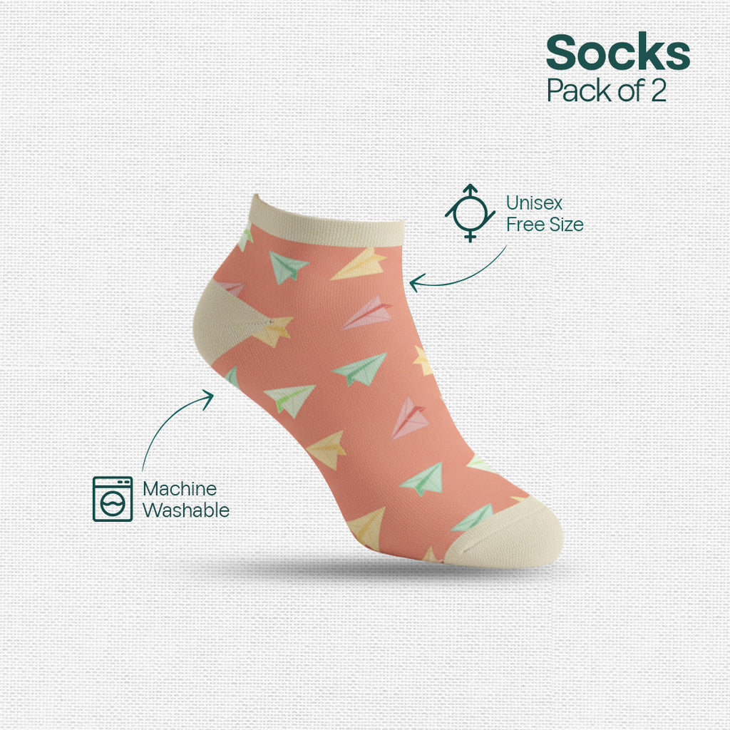 Cassette & Paperboat! Unisex Socks, Premium Cotton, Full Ankle Length, Pack of 2