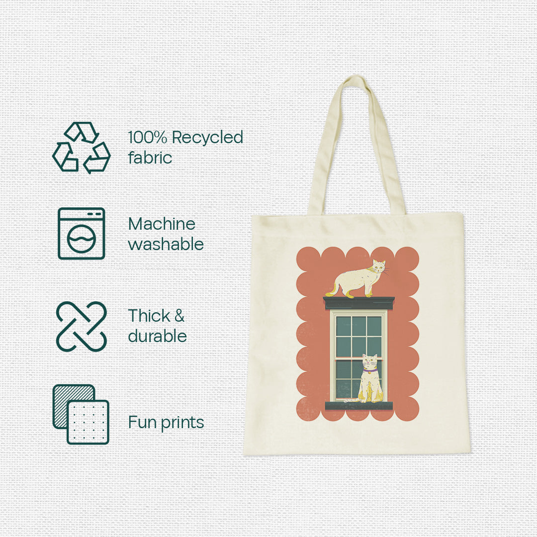 Clever Cat! Canvas Tote Bag, 100% Recycled Fabric, Pack of 1