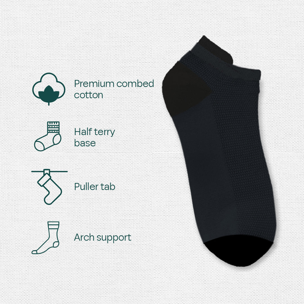 Everyday Navy! Unisex Socks with Puller, Premium Combed Cotton, Ankle Length, Pack of 1