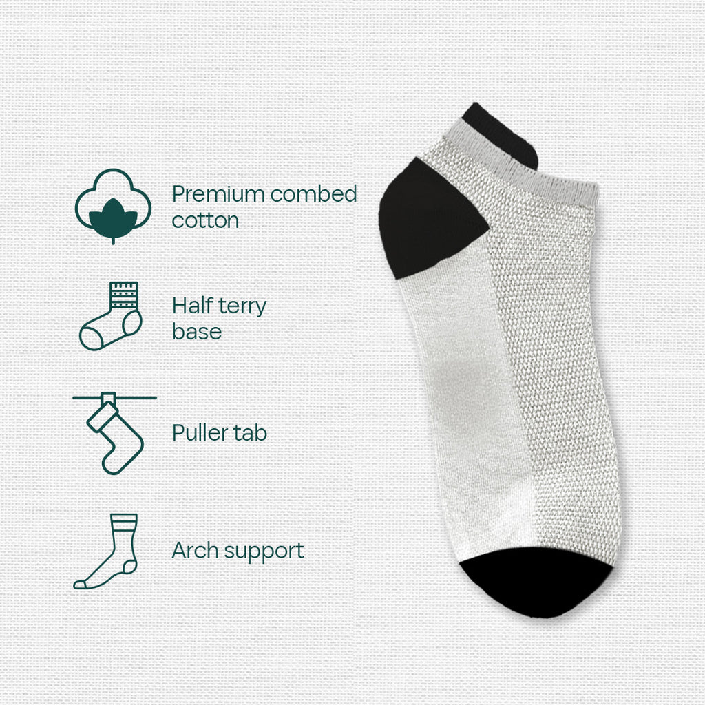 Everyday White! Unisex Socks with Puller, Premium Combed Cotton, Ankle Length, Pack of 1