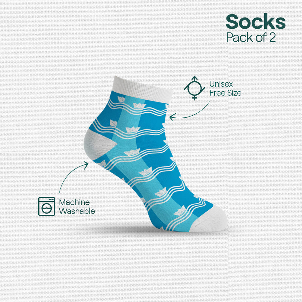 Paperboat & Plane! Unisex Socks, Premium Cotton, Full Ankle Length, Pack of 2