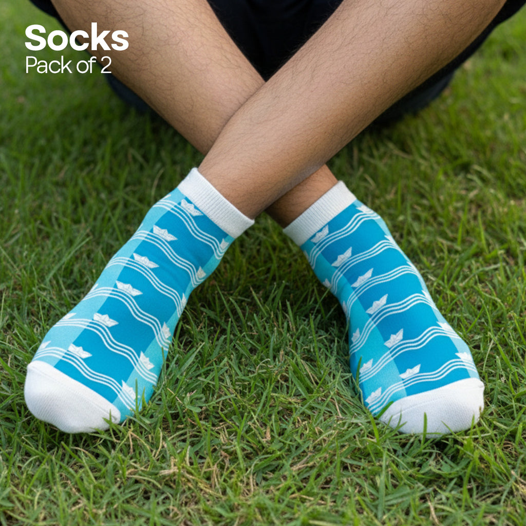 Paperplane & Cassette! Unisex Socks, Premium Cotton, Full Ankle Length, Pack of 2