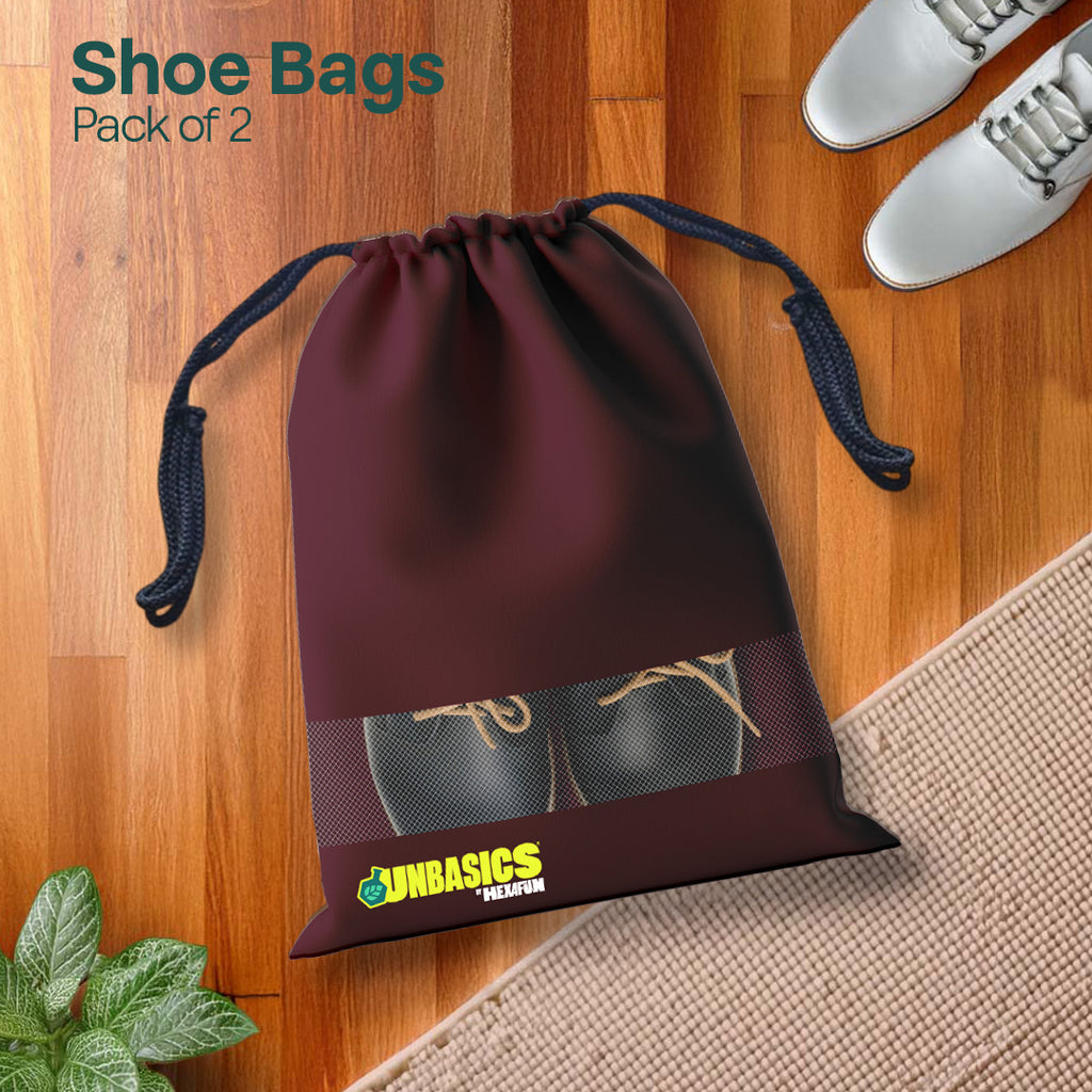 Badass Bold Unisex Shoe Bags, 100% Recycled Fabric, Pack of 2, Series 4