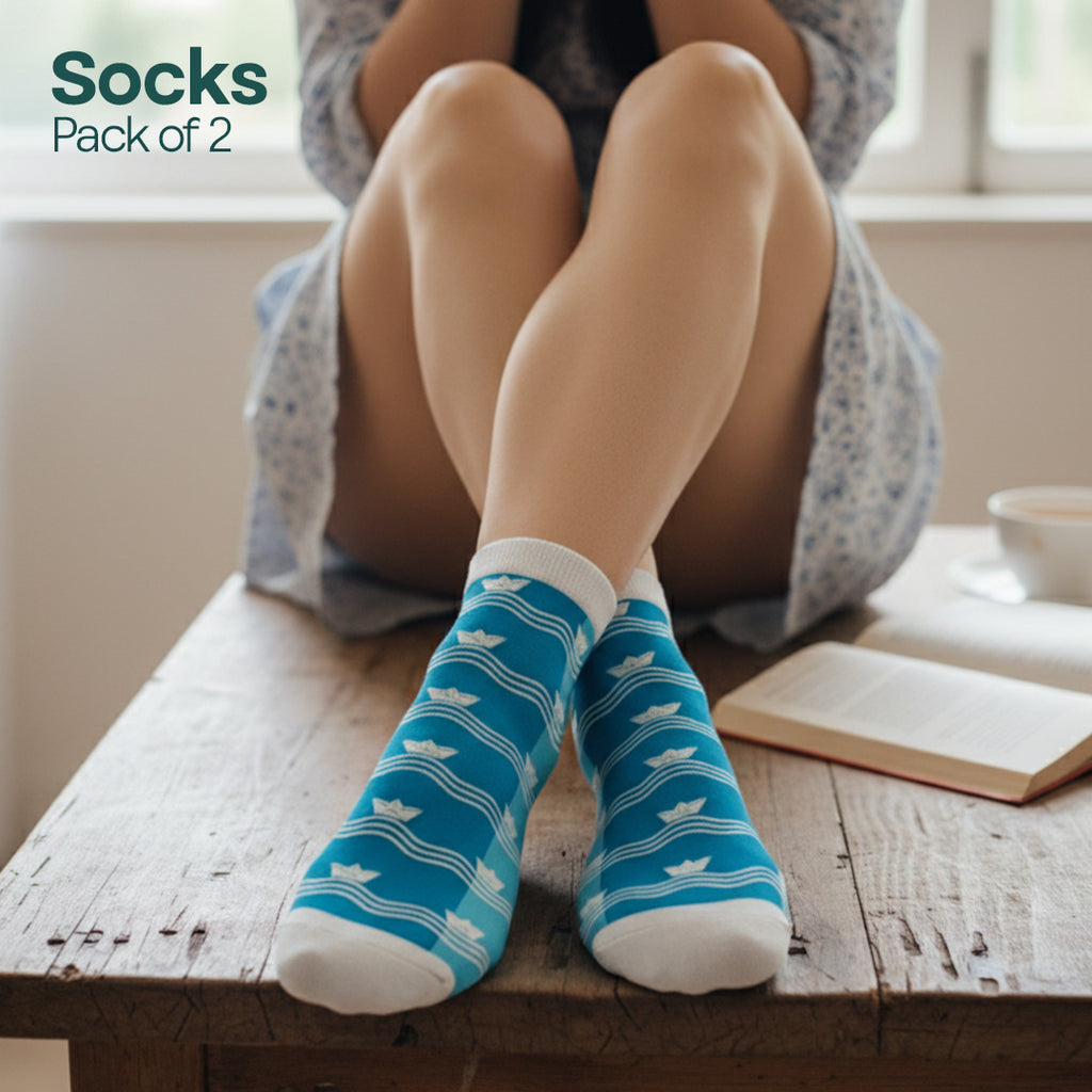 Paperboat & Plane! Unisex Socks, Premium Cotton, Full Ankle Length, Pack of 2