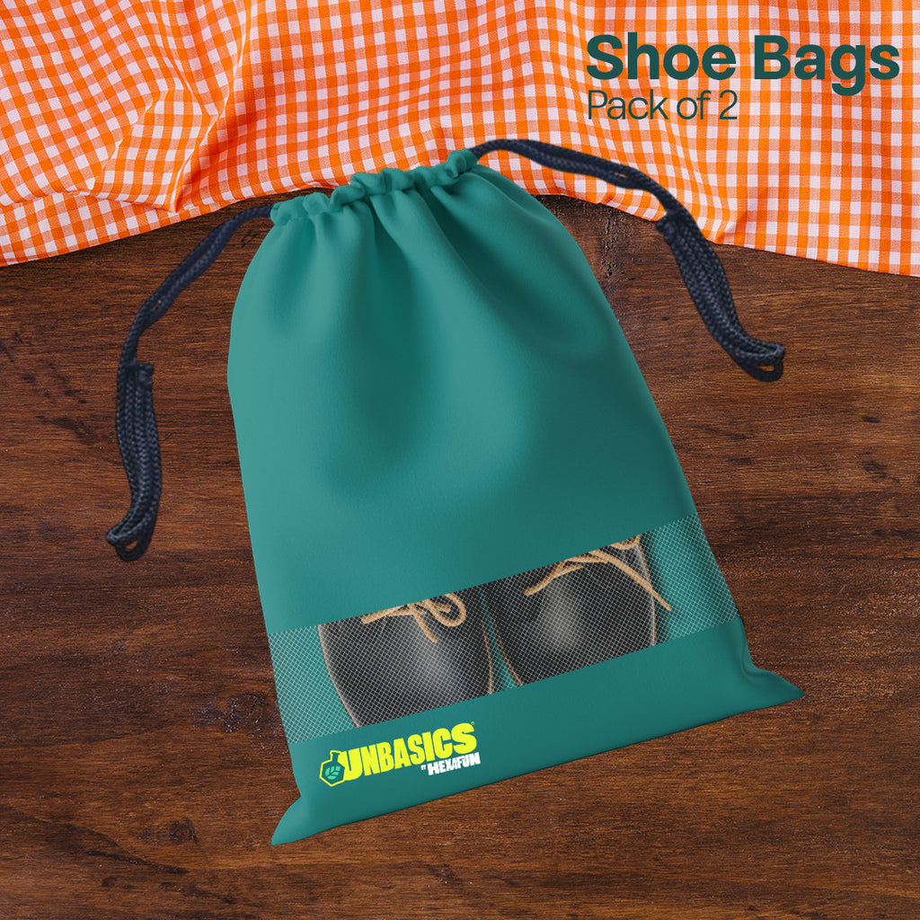 Badass Bold Unisex Shoe Bags, 100% Recycled Fabric, Pack of 2, Series 4