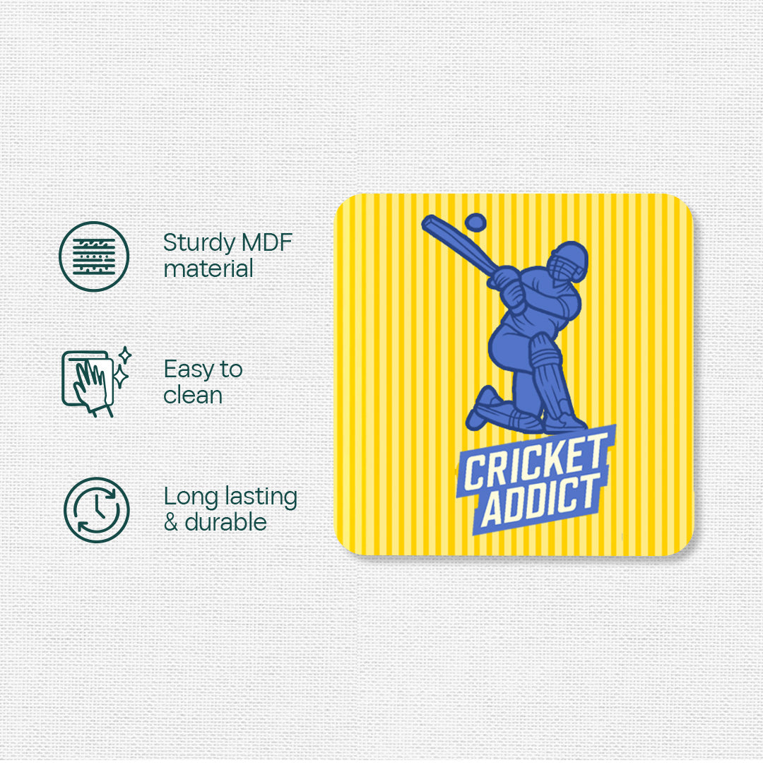 Cricket First! Wooden Tea Coaster, Pack of 2