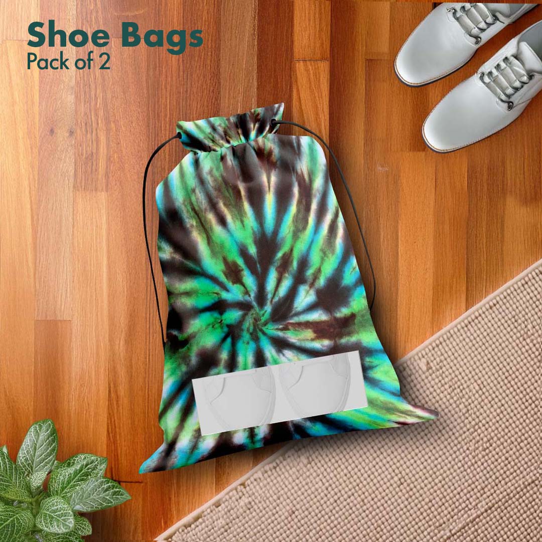 Tye Dye Unisex Shoe Bags, 100% Recycled Fabric, Pack of 2, Series 1